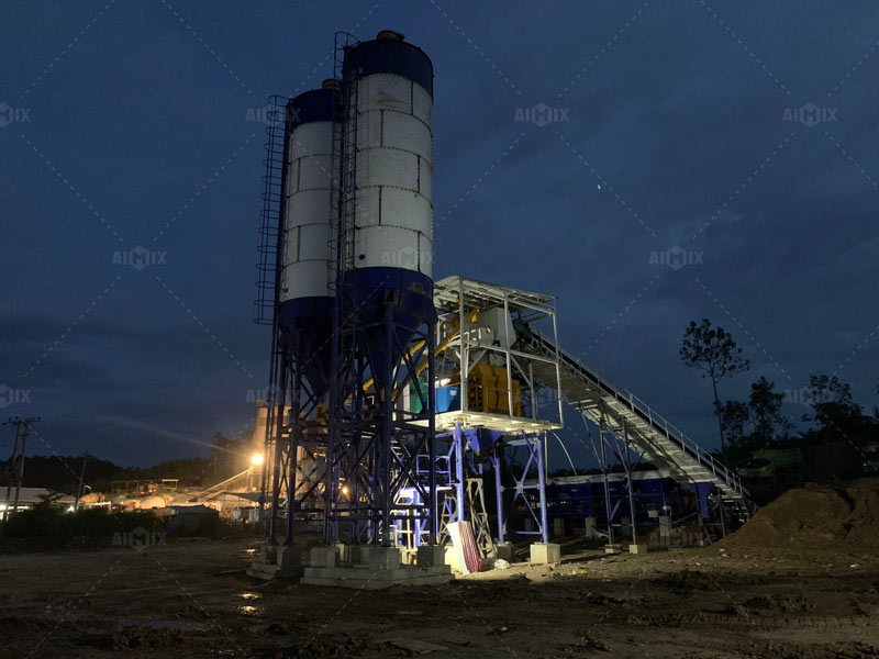 60 ton stationary concrete batching plant Indonesia installation
