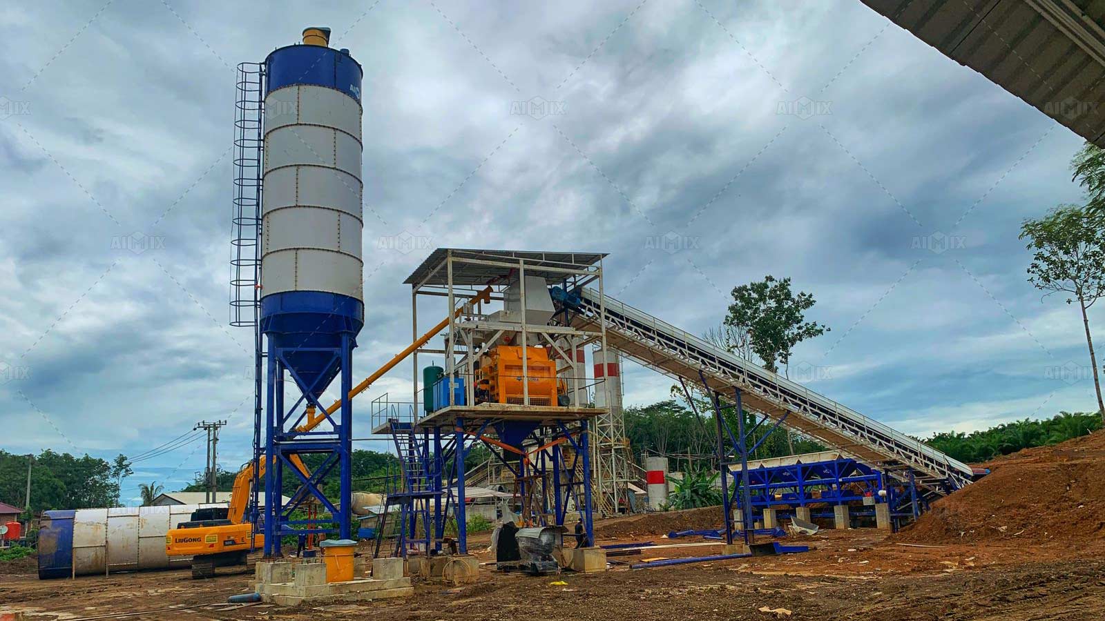 60 tph stationary concrete batching plant Indonesia