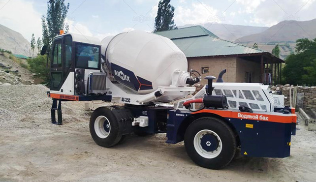 Aimix self loading concrete mixer working in Tajikistan
