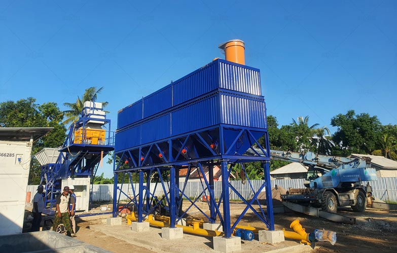 Mobile Concrete Mixer Plant Installed in Indonesia for Factory Construction